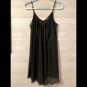 Express black mini spaghetti strap chiffon w liner dress